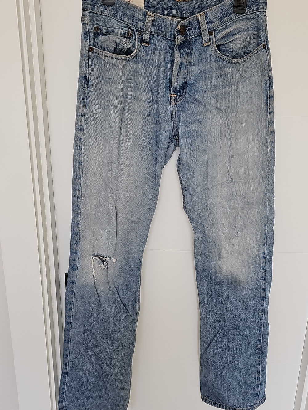 Hollister Light Blue Men’s Distressed Jeans - Classic Boot Casual Fit Sz 30x32